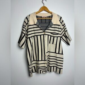 Bailey Rose Striped Cardigan Sweater Size S oversized Button Down Old Money
